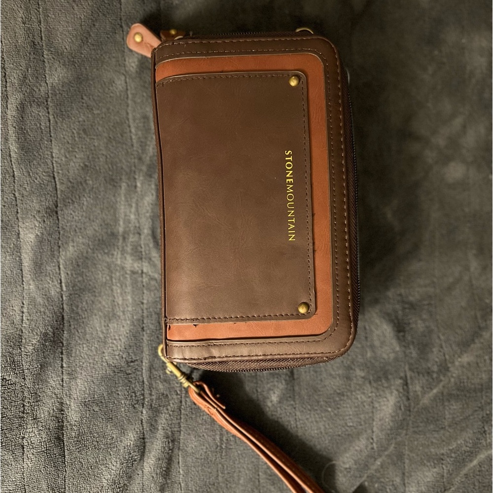 stone mountain women’s wallet card holder clutch purse extra straps leather bag